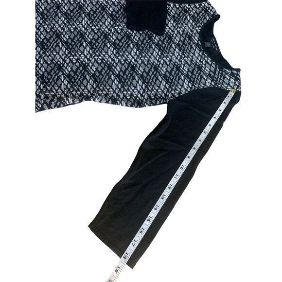 Connected Apparel 3/4 Sleeves Black & White Patterned Knit Dress Size Medium - Picture 5 of 11
